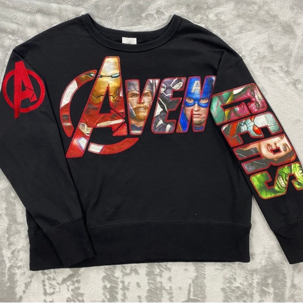 Disney Marvel Avengers Pullover Sweatshirt 2X Black Superhero Loose Lightweight